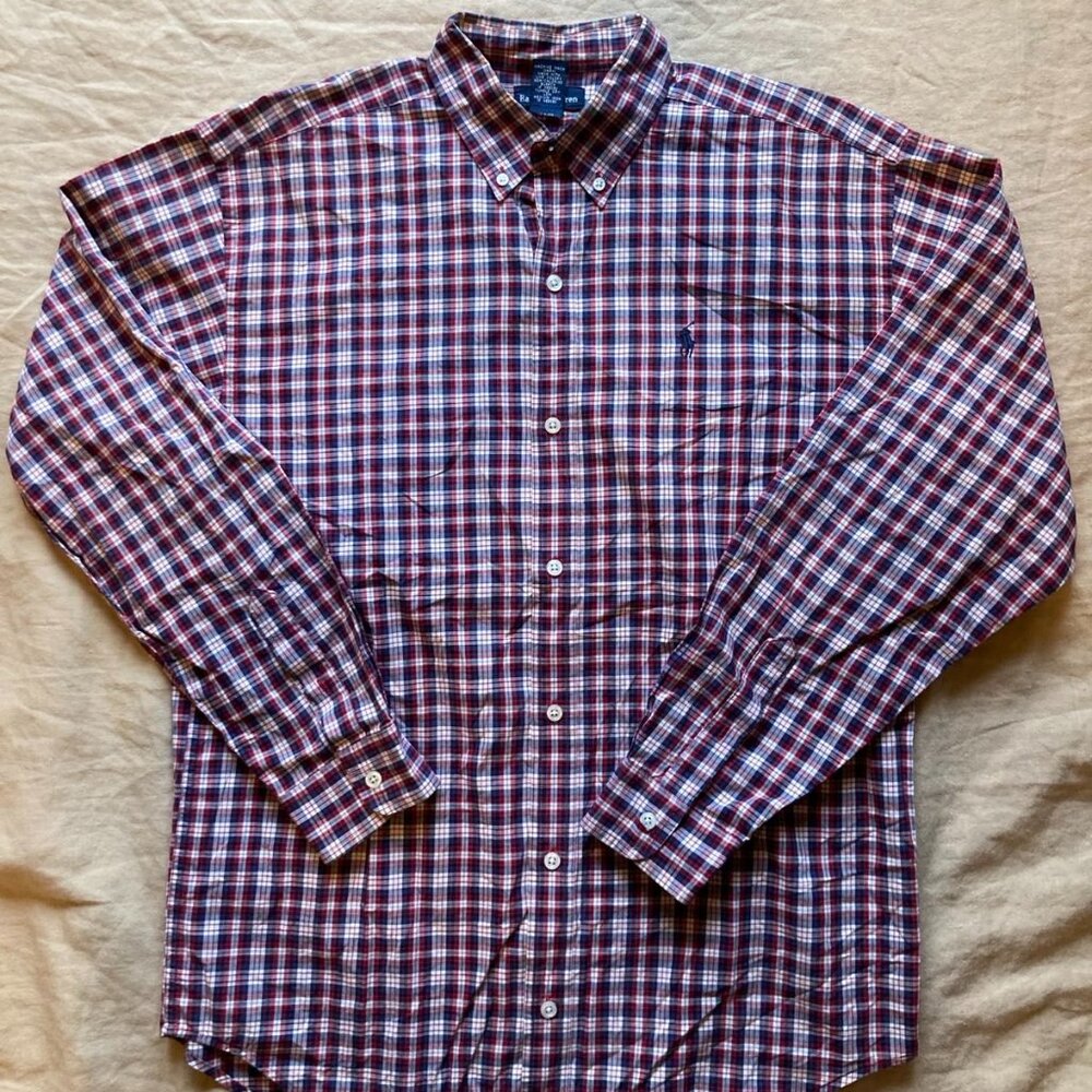 Ralph Lauren Plaid Button Down Long Sleeve Shirt Mens Size Small Polo